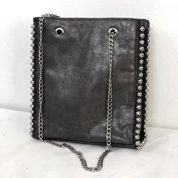 Zara metallic leather studded mini tote bag
